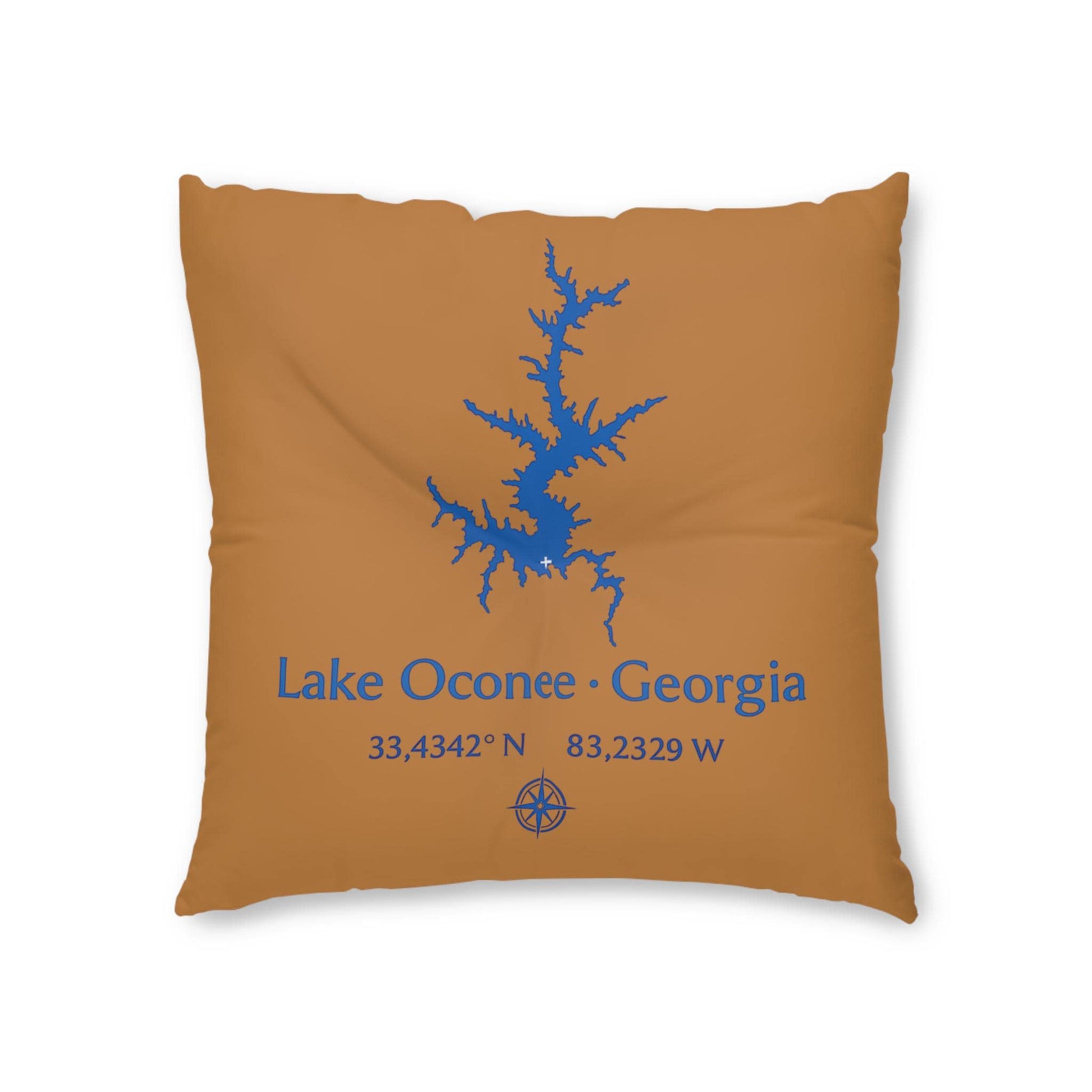Lake Oconee Lakehouse Floor Pillow, Tufted Square Pillow | Lake Decor
