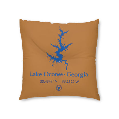 Lake Oconee Lakehouse Floor Pillow, Tufted Square Pillow | Lake Decor