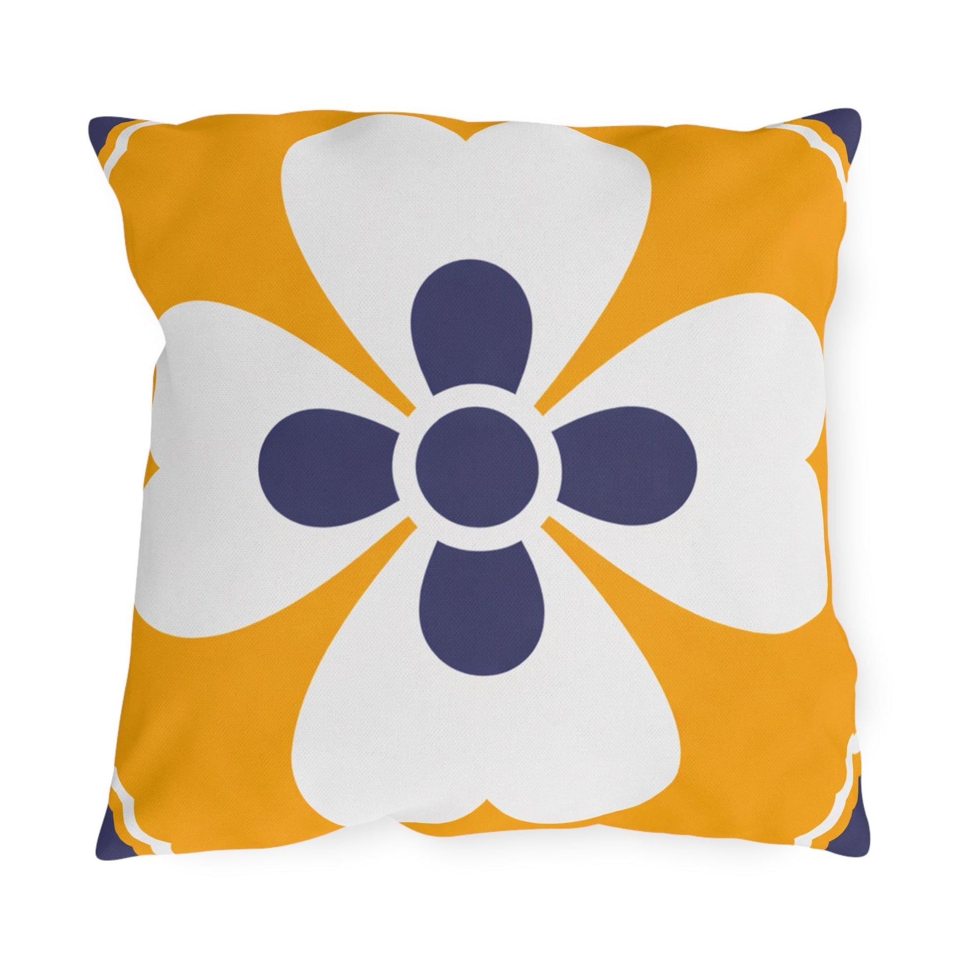 Yellow Mediterranean Tile Outdoor Pillow | Sunflower Geometric Pattern
