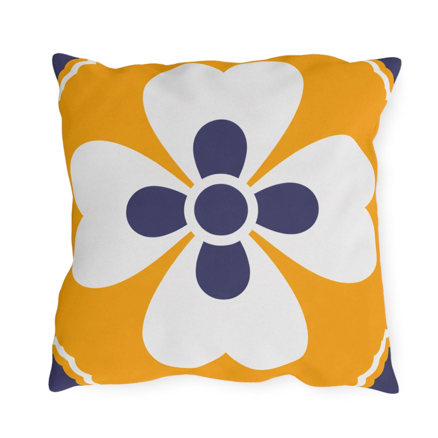 Yellow Mediterranean Tile Outdoor Pillow | Sunflower Geometric Pattern