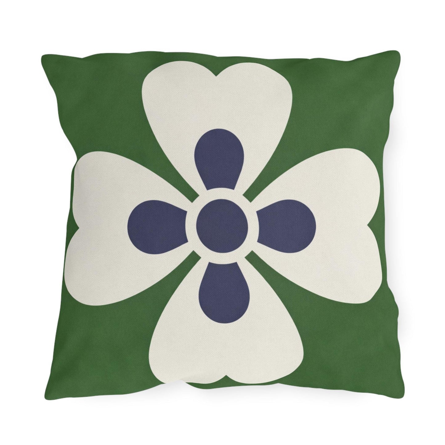 Green Mediterranean Tile Outdoor Pillow | Sunflower Geometric Pattern