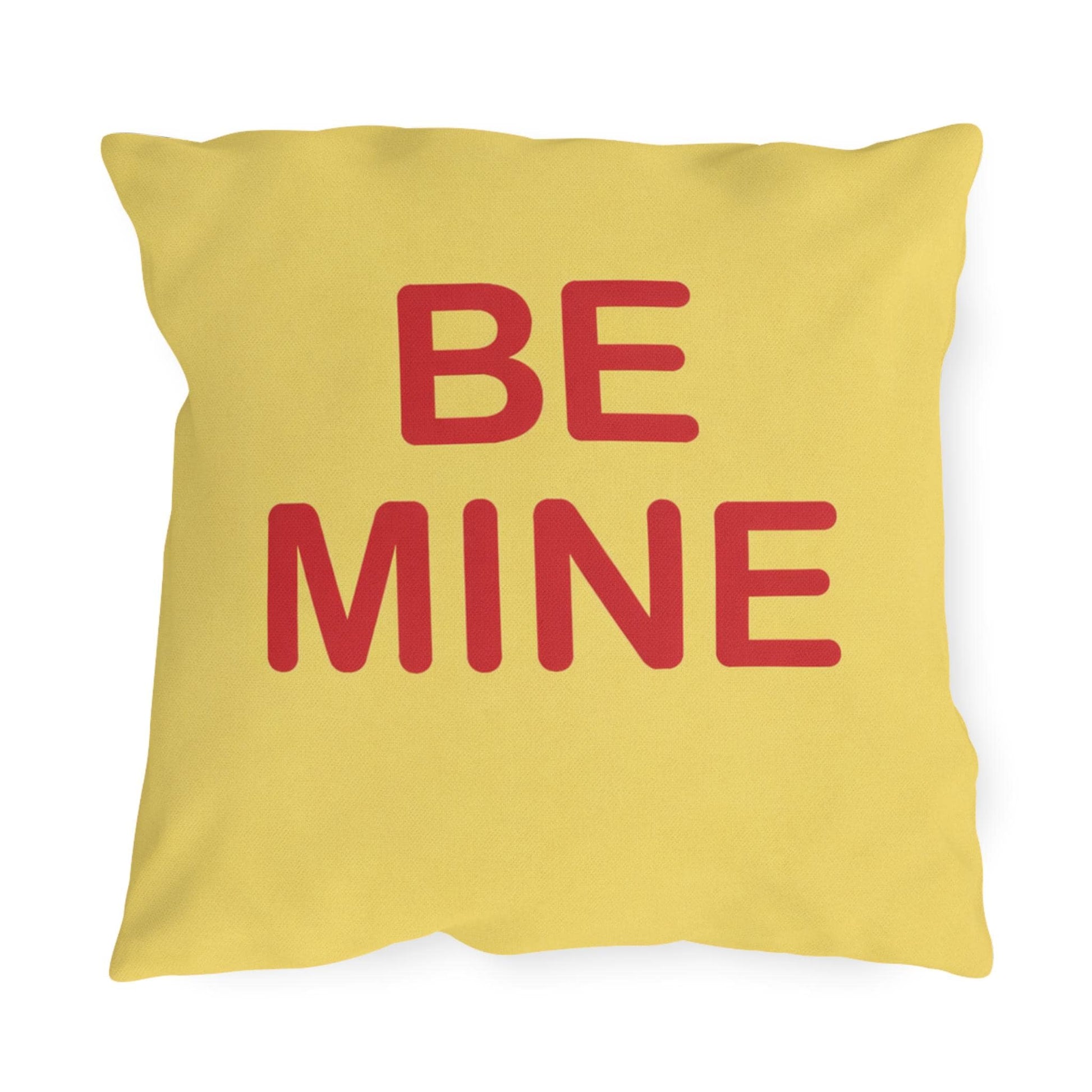 Be Mine Candy Heart Outdoor Pillow | Valentine's Day Square Throw Pillow