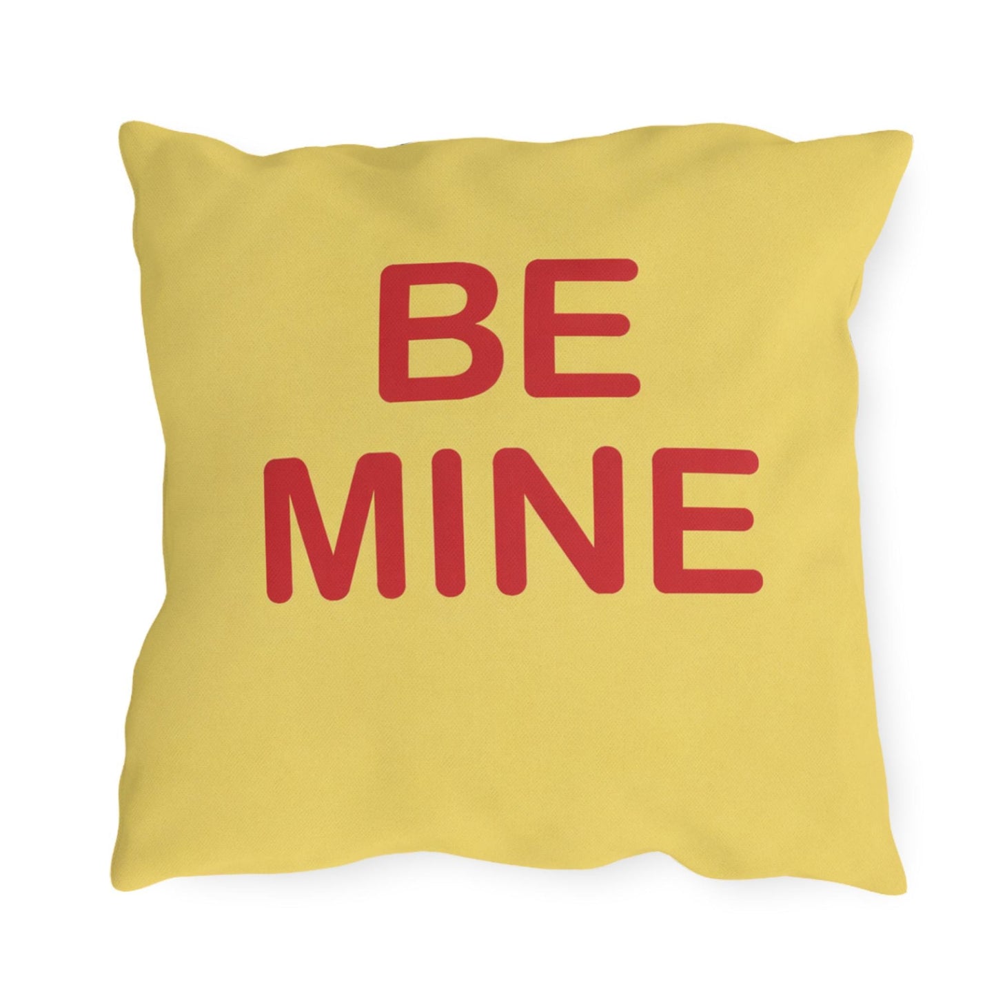 Be Mine Candy Heart Outdoor Pillow | Valentine's Day Square Throw Pillow