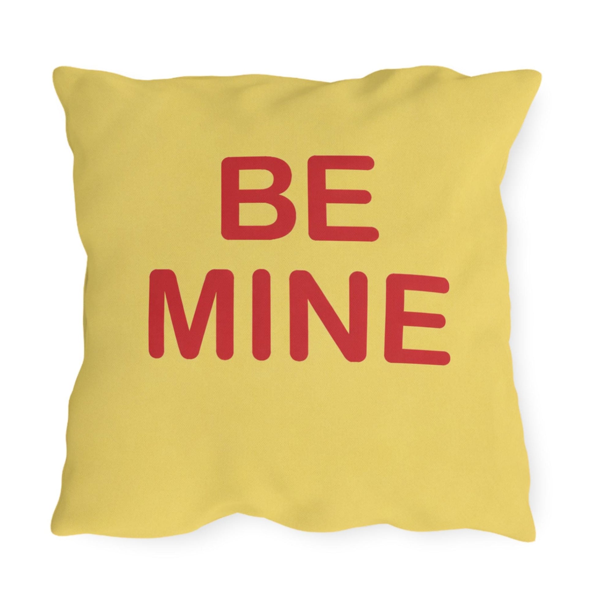Be Mine Candy Heart Outdoor Pillow | Valentine's Day Square Throw Pillow