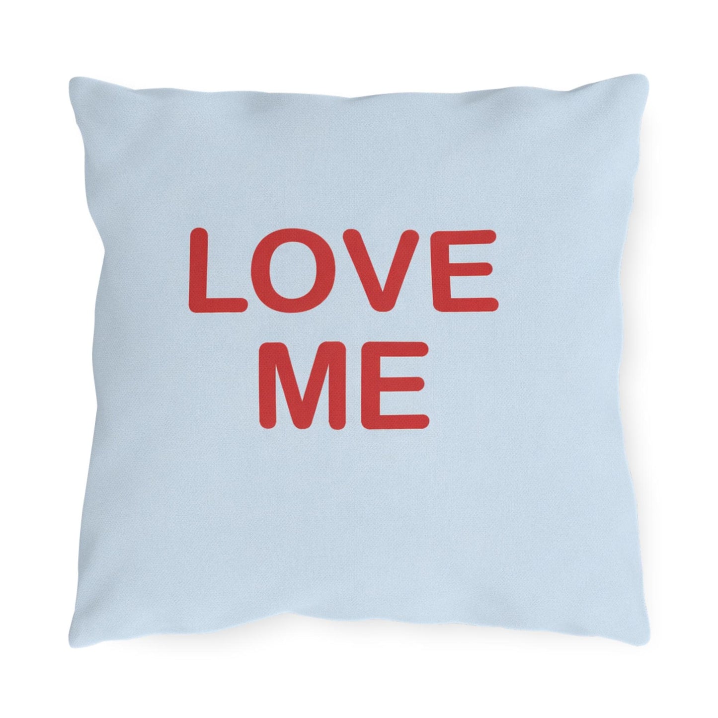 Love Me Candy Heart Outdoor Pillow | Valentine's Day Square Throw Pillow
