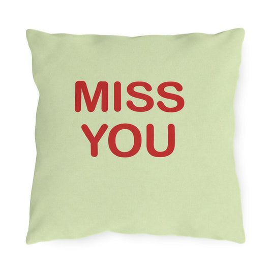 Miss You Candy Heart Outdoor Pillow | Valentine's Day Square Throw Pillow