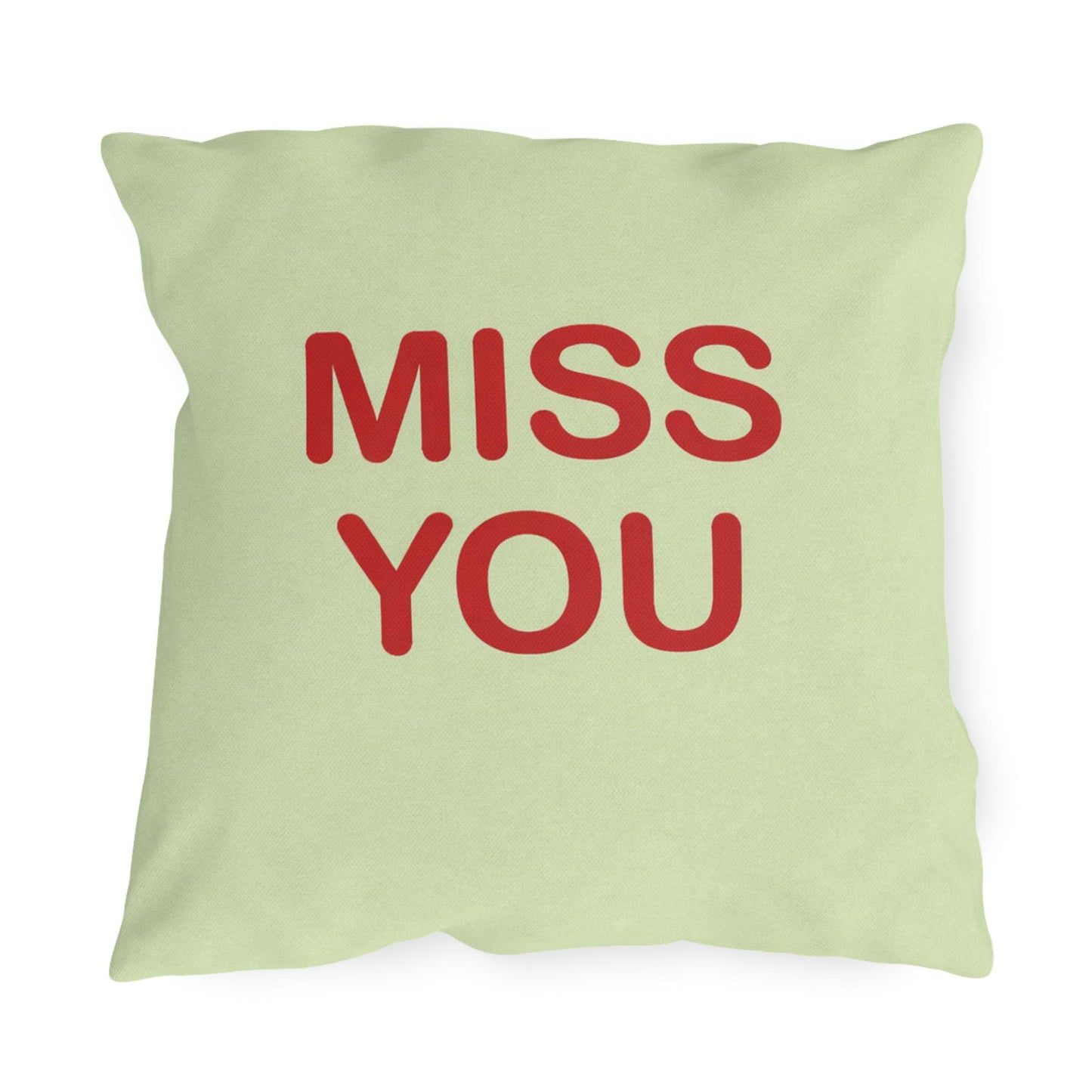 Miss You Candy Heart Outdoor Pillow | Valentine's Day Square Throw Pillow