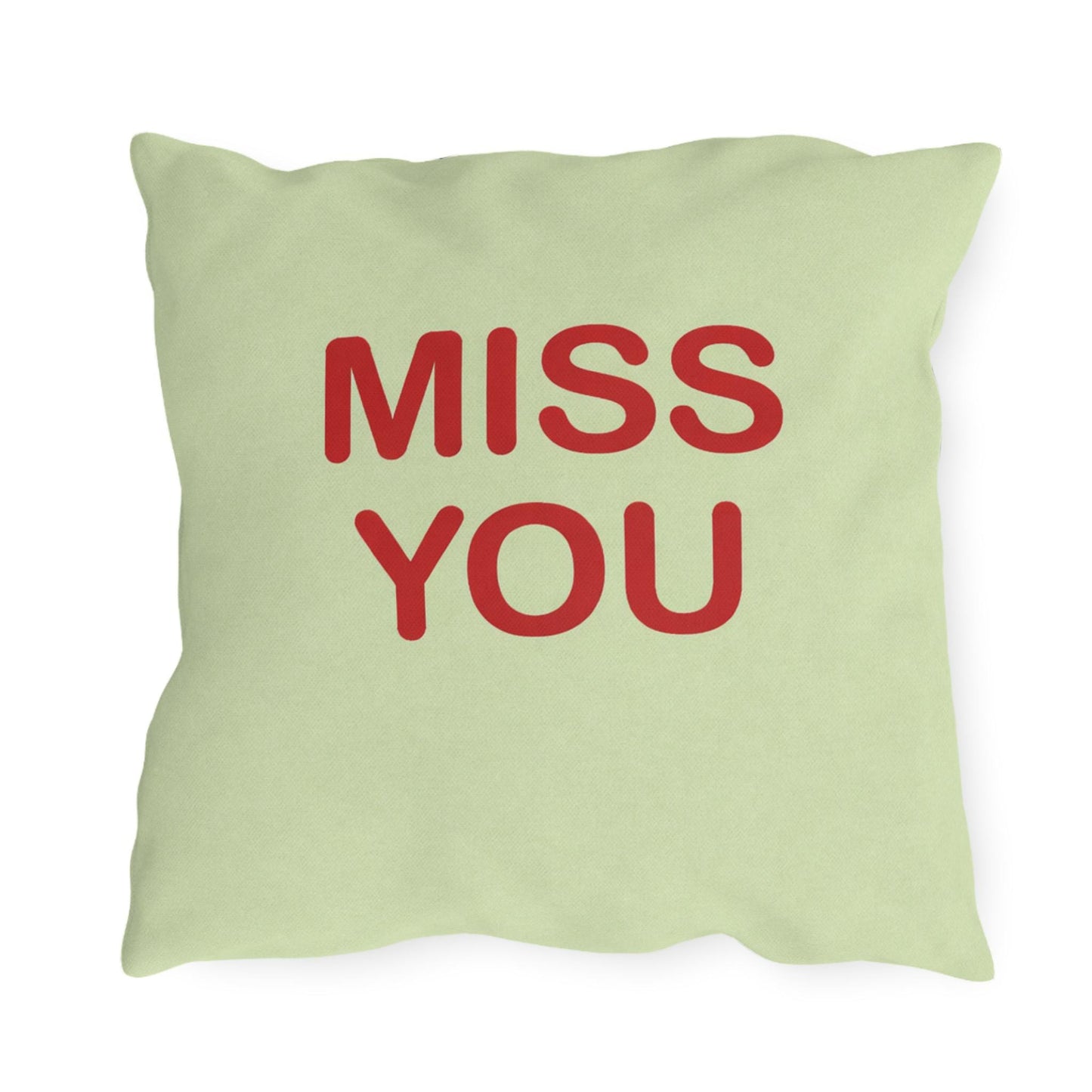 Miss You Candy Heart Outdoor Pillow | Valentine's Day Square Throw Pillow