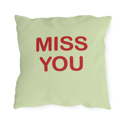Miss You Candy Heart Outdoor Pillow | Valentine's Day Square Throw Pillow