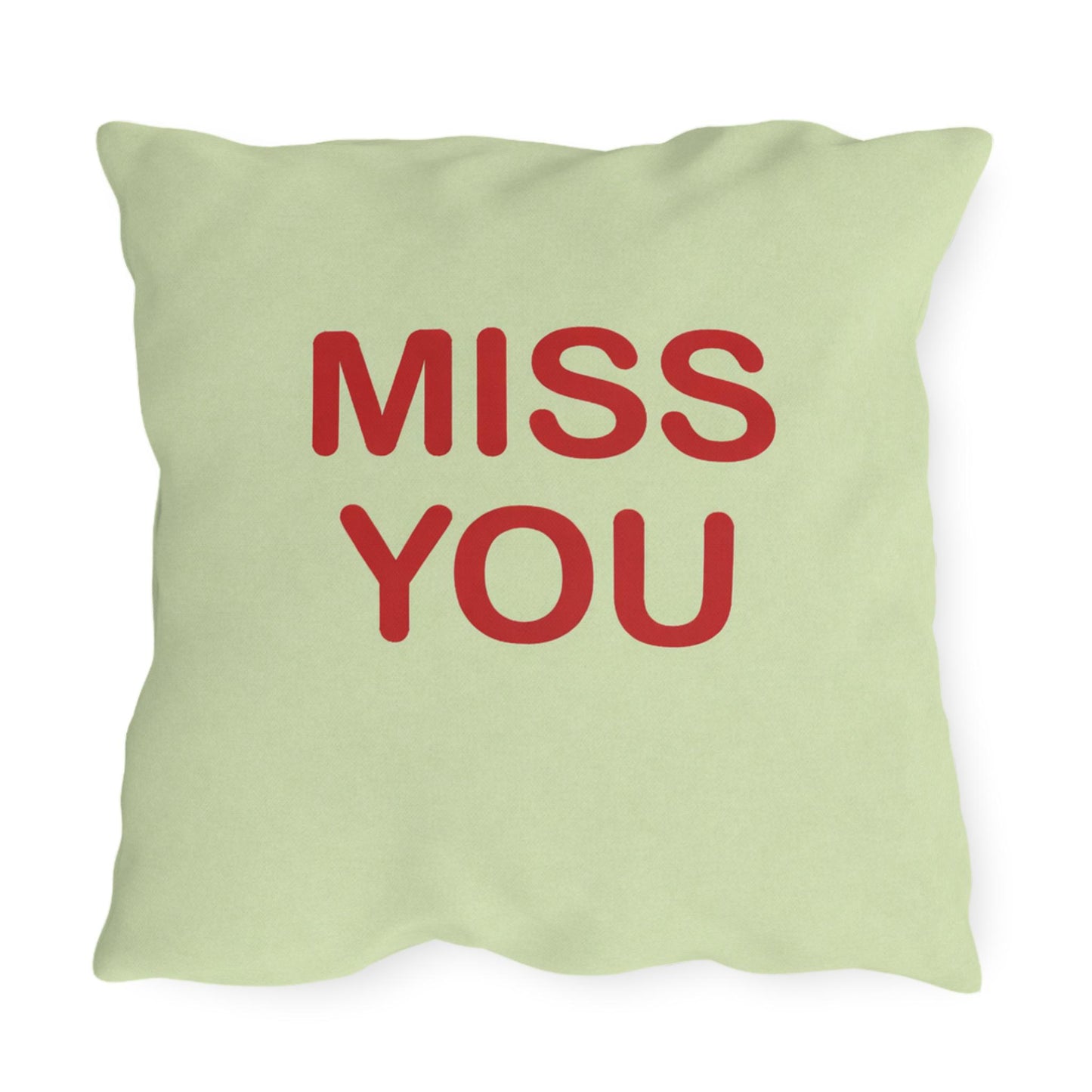 Miss You Candy Heart Outdoor Pillow | Valentine's Day Square Throw Pillow