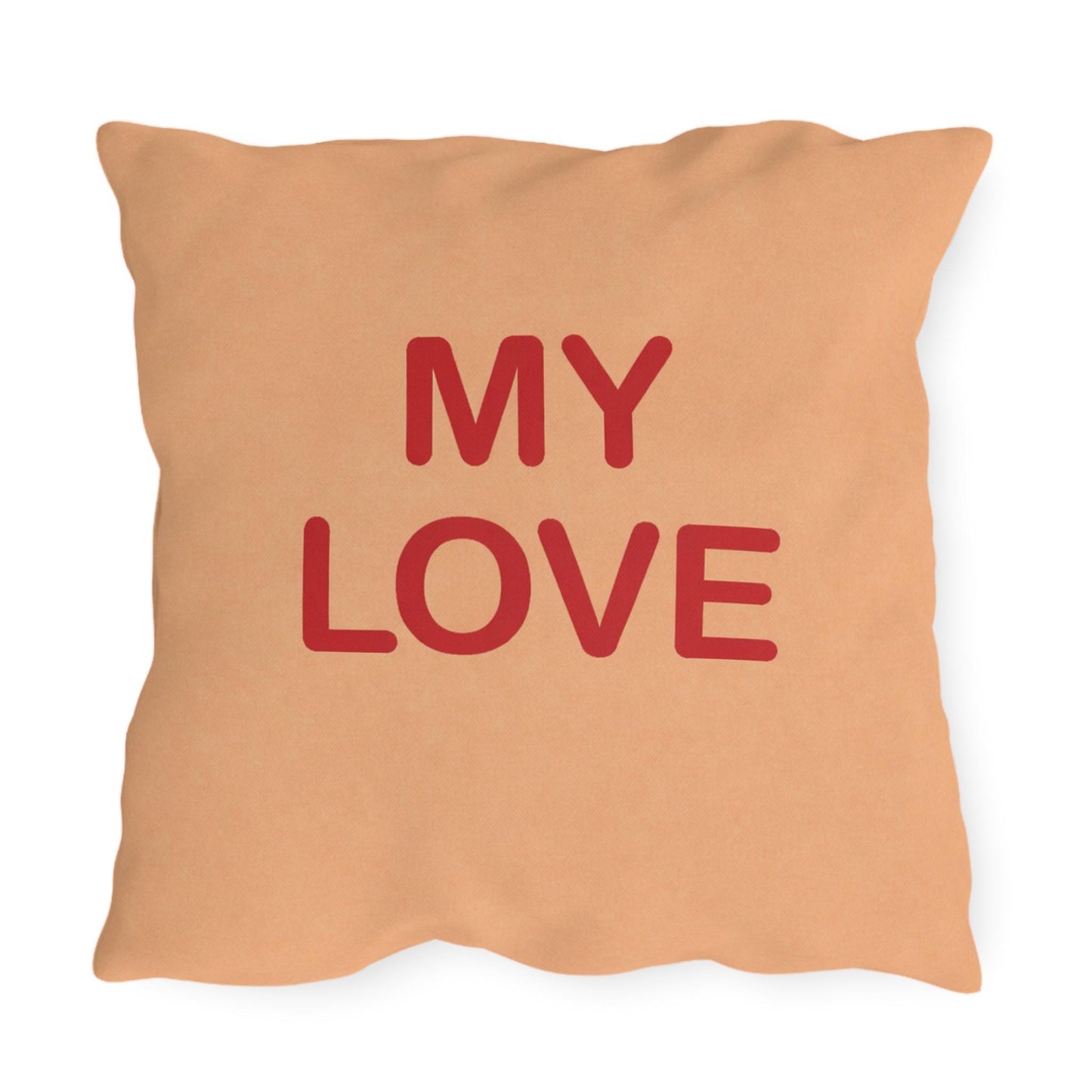 My Love Candy Heart Outdoor Pillow | Valentine's Day Square Throw Pillow