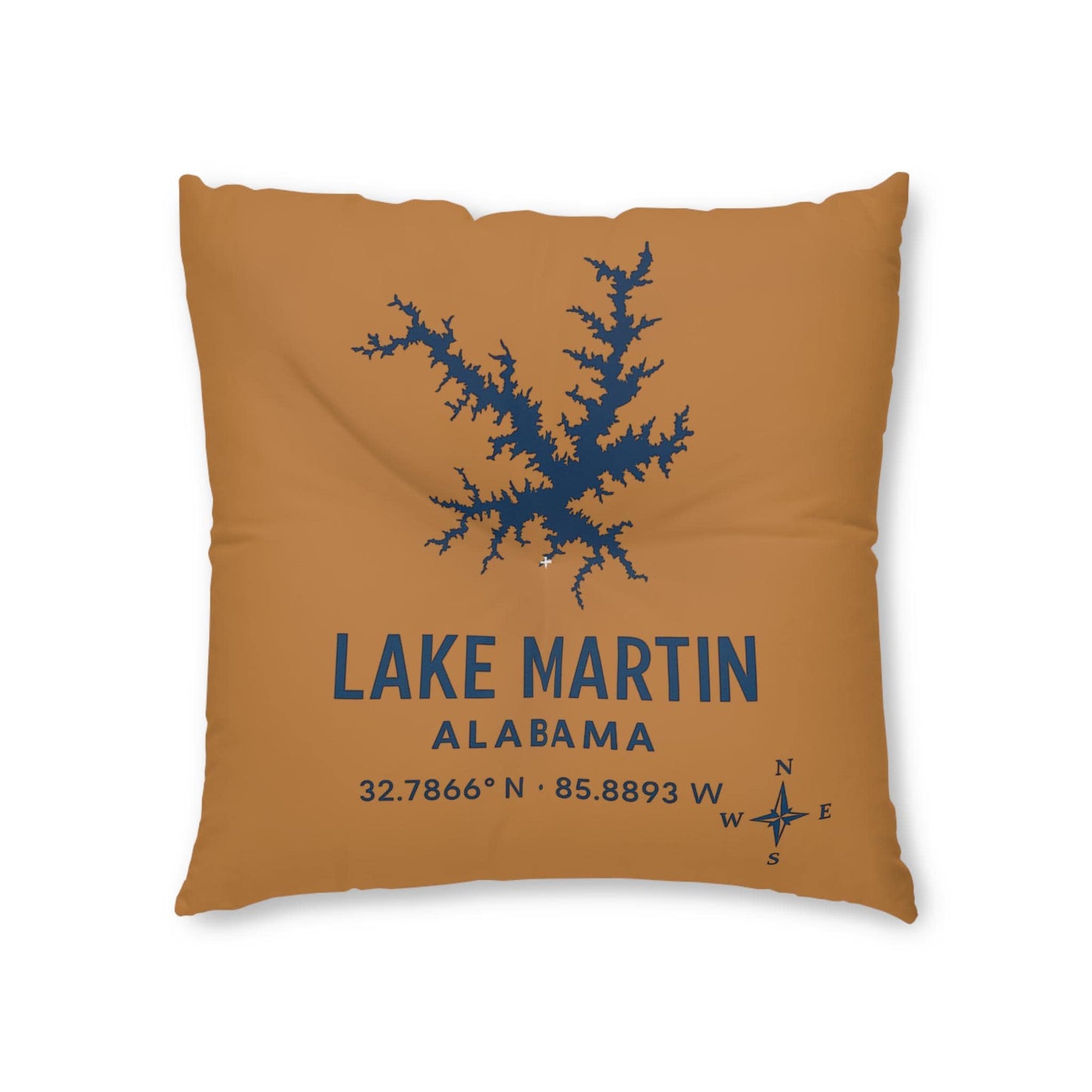 Lake Martin Lakehouse Floor Pillow, Square Tufted Accent Cushion | Lake Decor