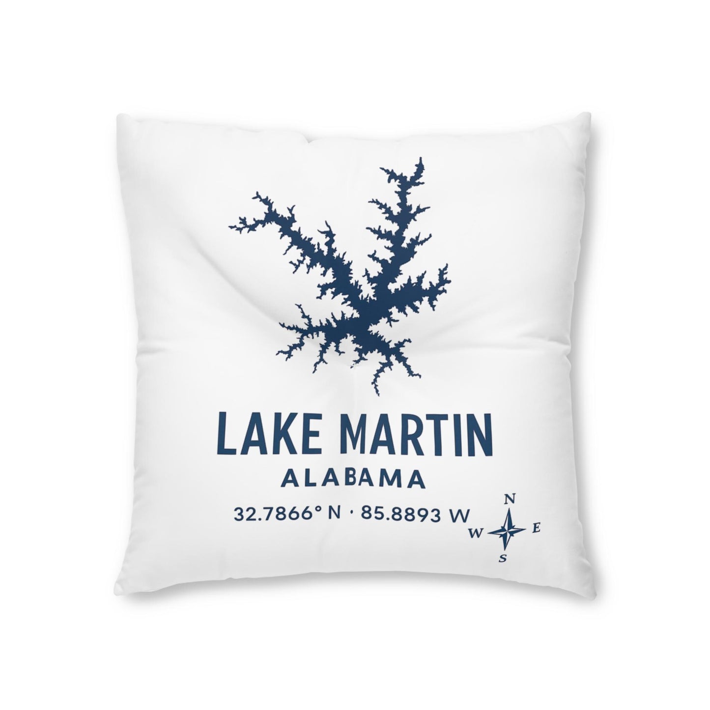 Lake Martin Lakehouse Floor Pillow, Square Tufted Accent Cushion | Lake Decor