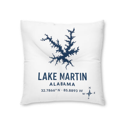 Lake Martin Lakehouse Floor Pillow, Square Tufted Accent Cushion | Lake Decor