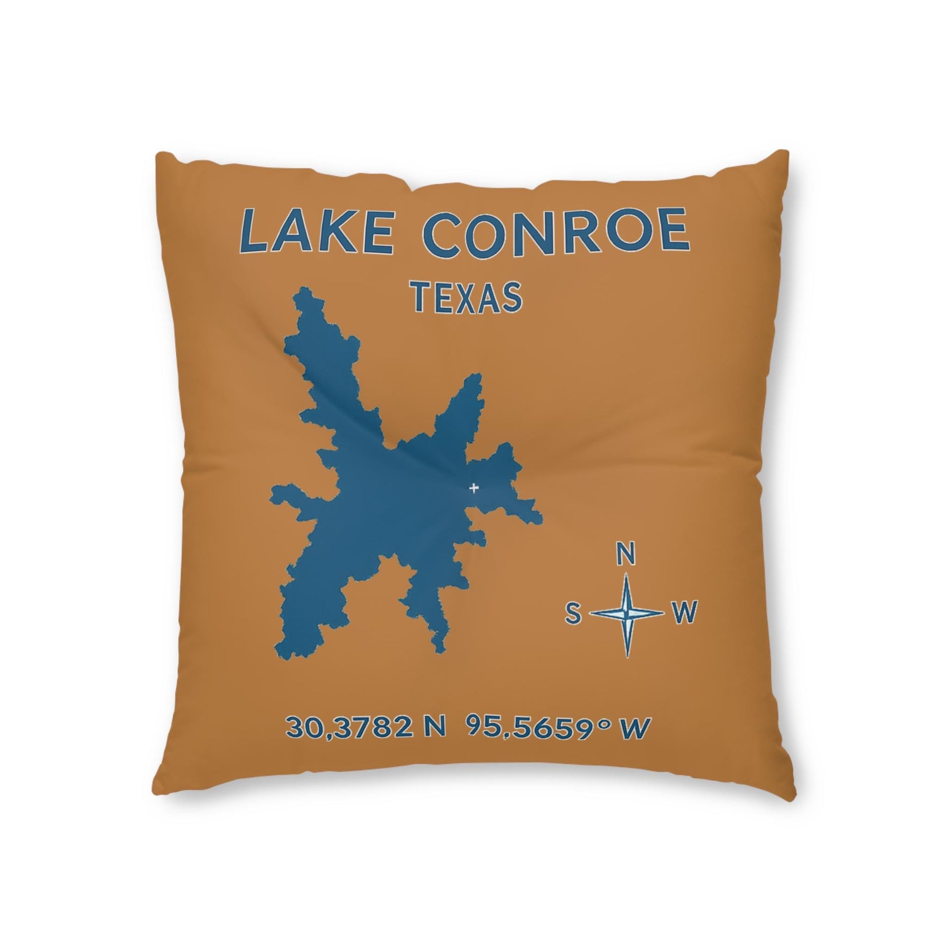 Lake Conroe Lakehouse Floor Pillow, Square | Lake Decor Throw Pillow