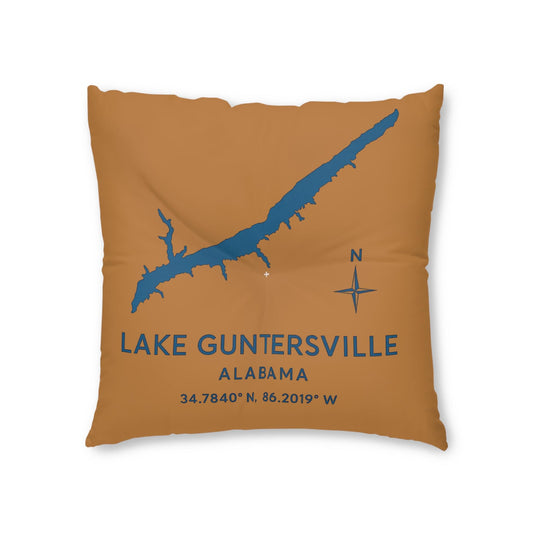 Lake Guntersville Lakehouse Pillow Tufted Floor Pillow | Lake Decor