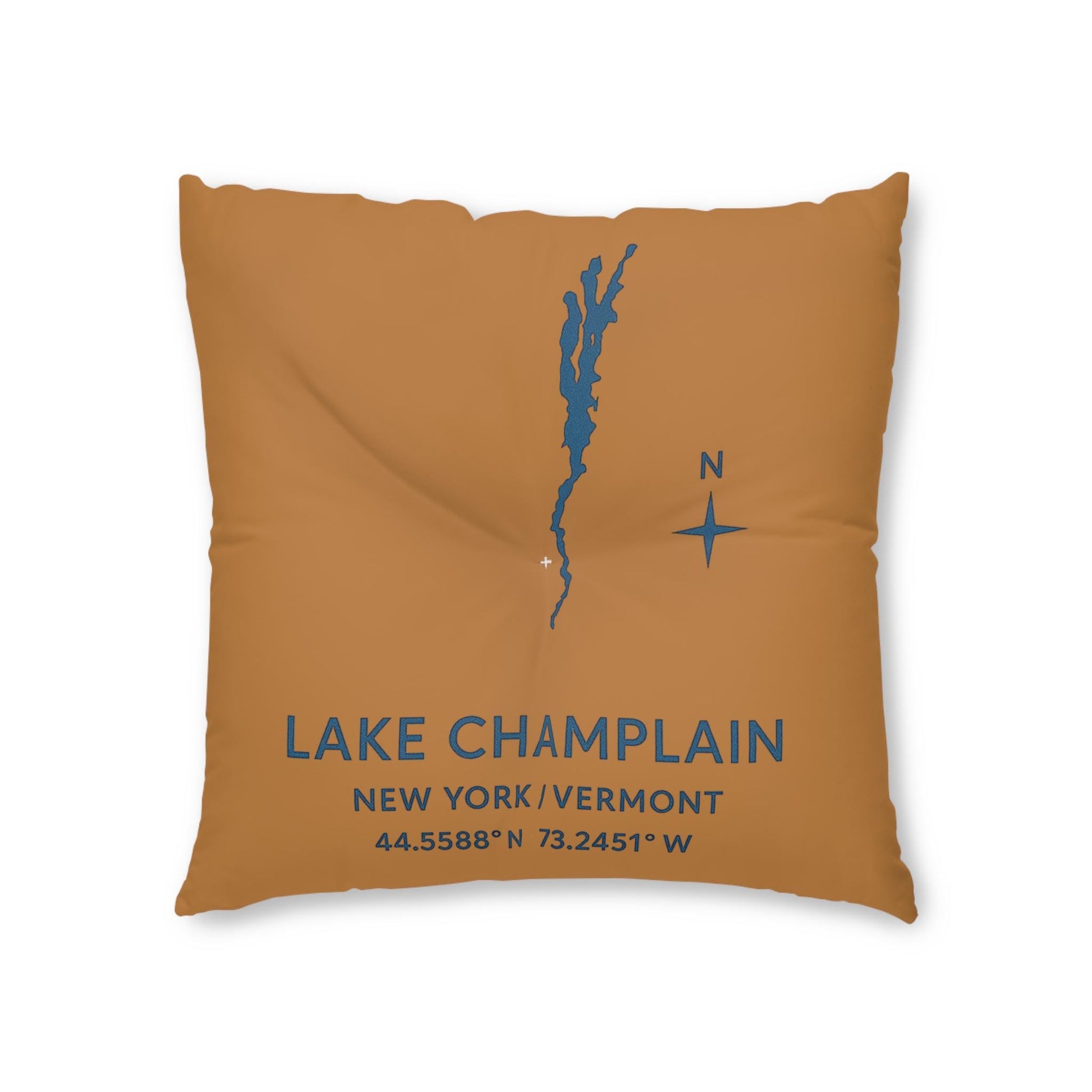 Lake Champlain Map Tufted Floor Pillow | Lakehouse Decor