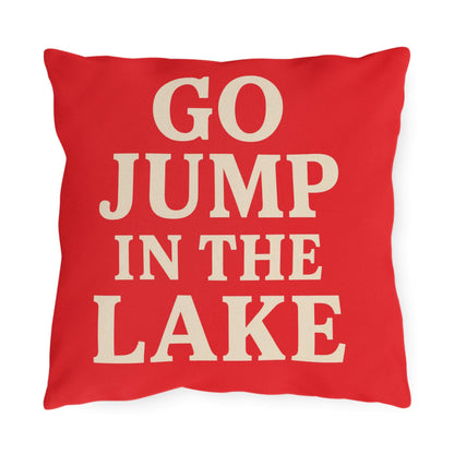 Go Jump In The Lake Outdoor Pillow | Lakehouse Boathouse Decor