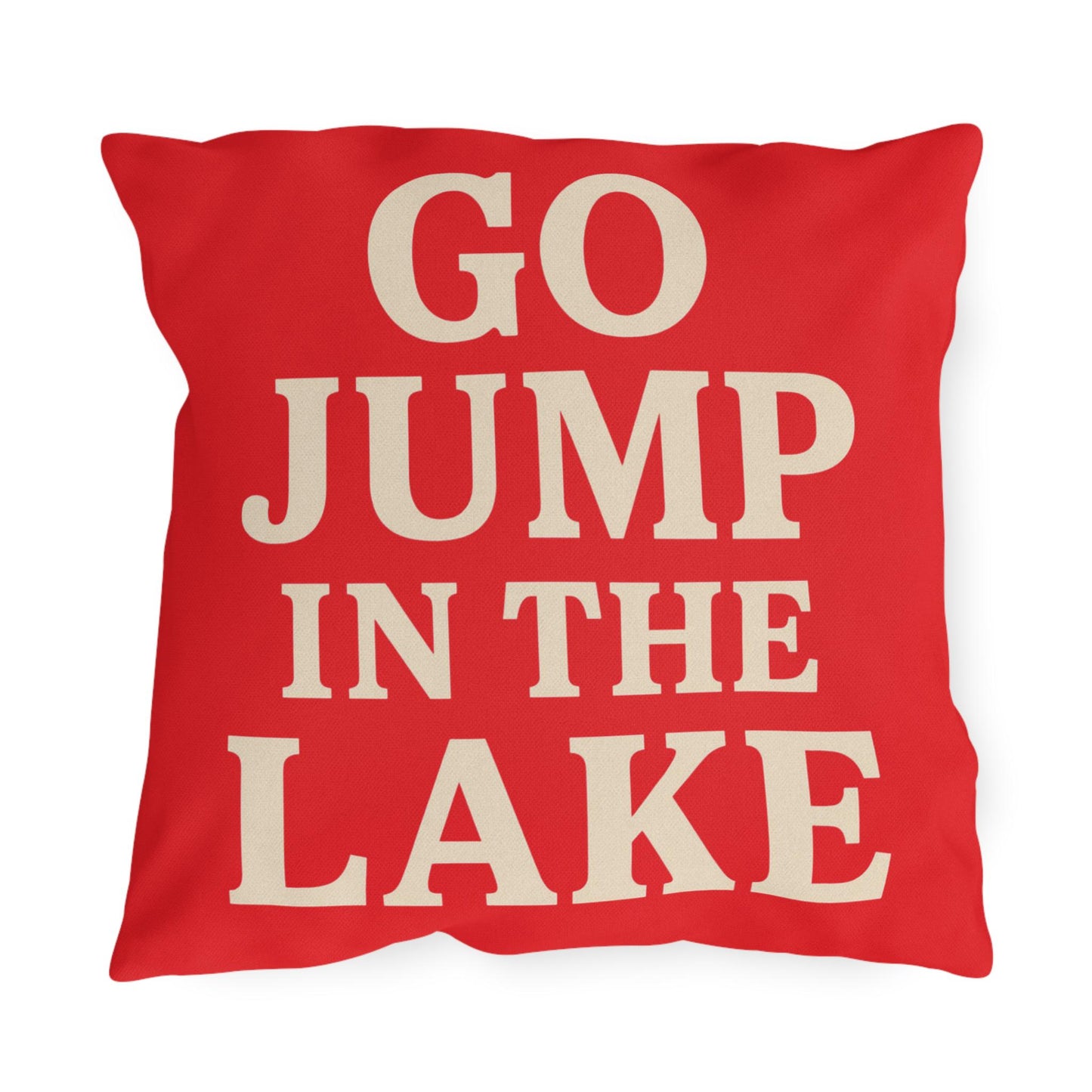 Go Jump In The Lake Outdoor Pillow | Lakehouse Boathouse Decor