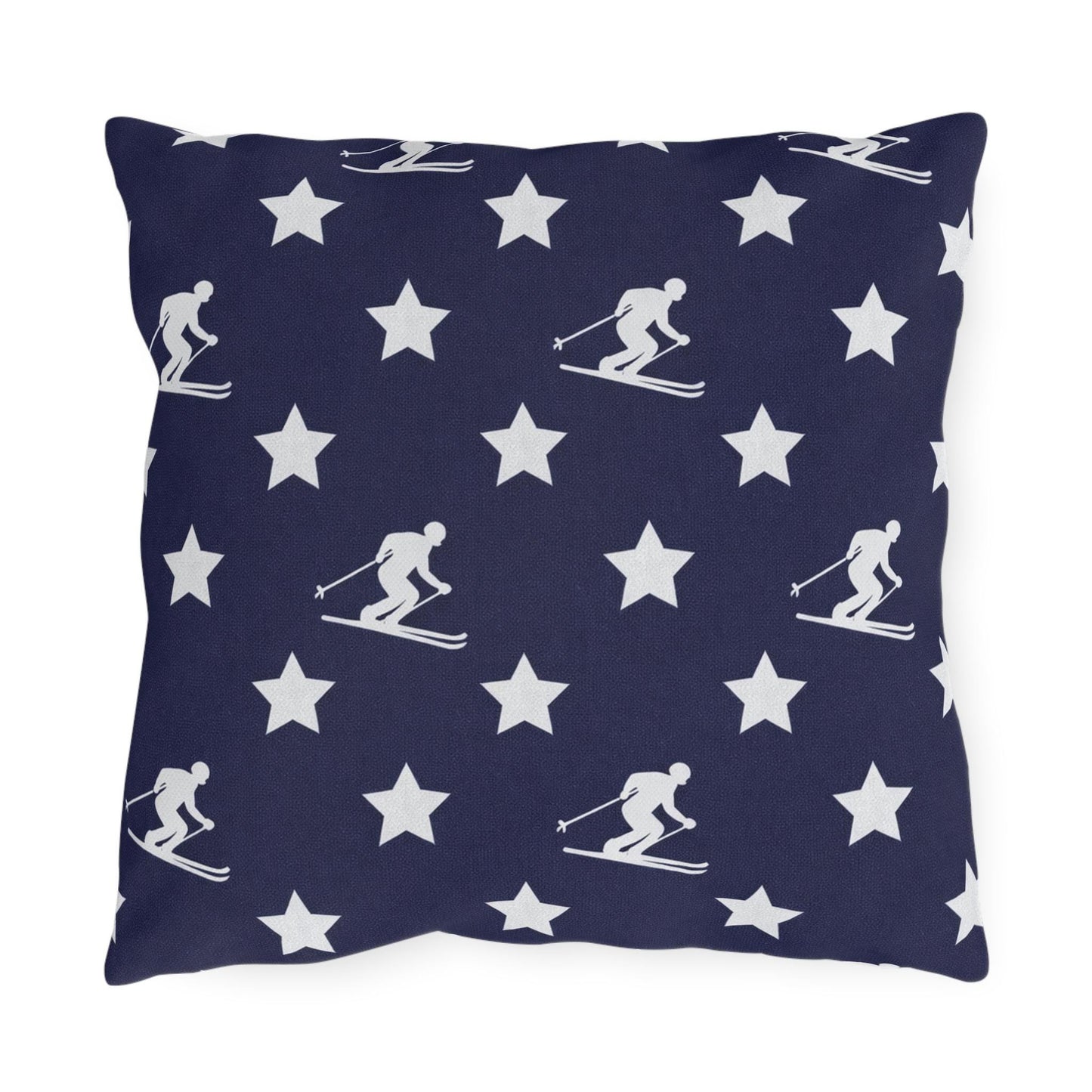 USA Star Skiing pattern Outdoor Pillow | Winter game throw square, USA made