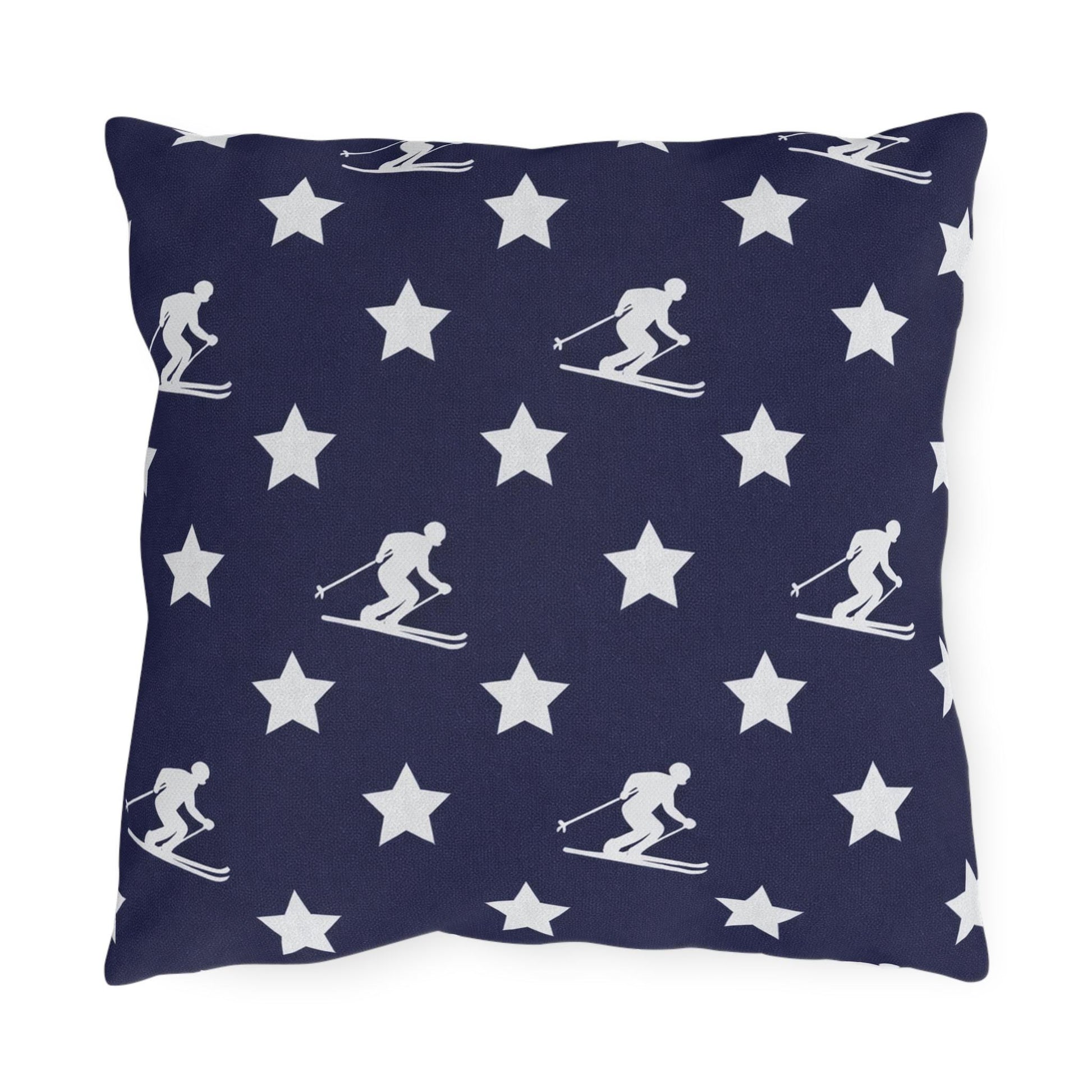 USA Star Skiing pattern Outdoor Pillow | Winter game throw square, USA made