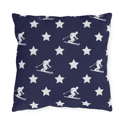 USA Star Skiing pattern Outdoor Pillow | Winter game throw square, USA made