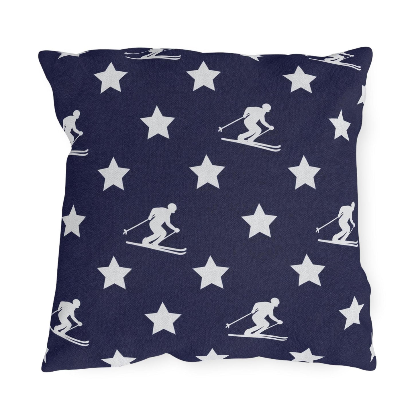 USA Star Skiing pattern Outdoor Pillow | Winter game throw square, USA made
