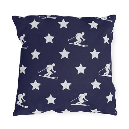 USA Star Skiing pattern Outdoor Pillow | Winter game throw square, USA made