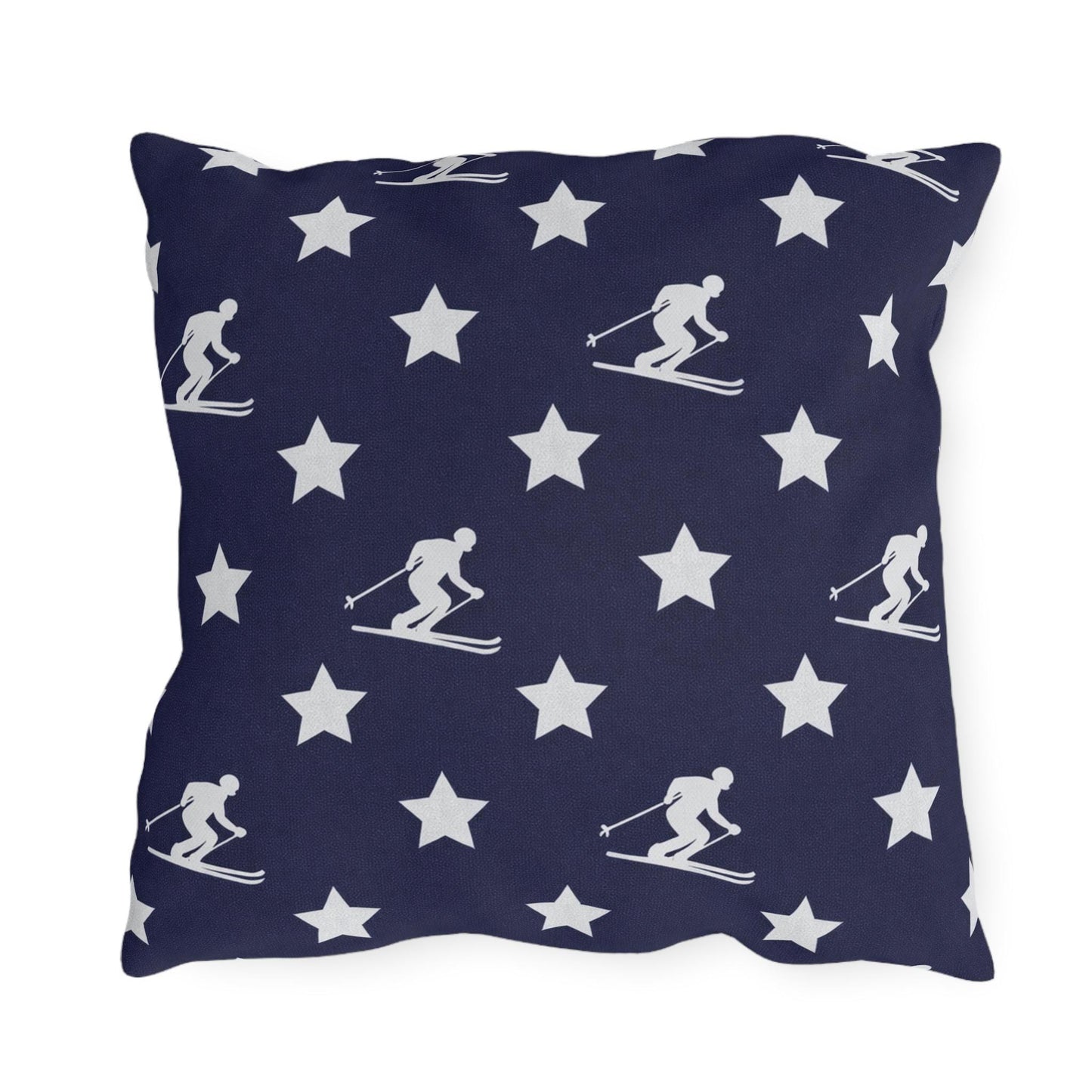 USA Star Skiing pattern Outdoor Pillow | Winter game throw square, USA made