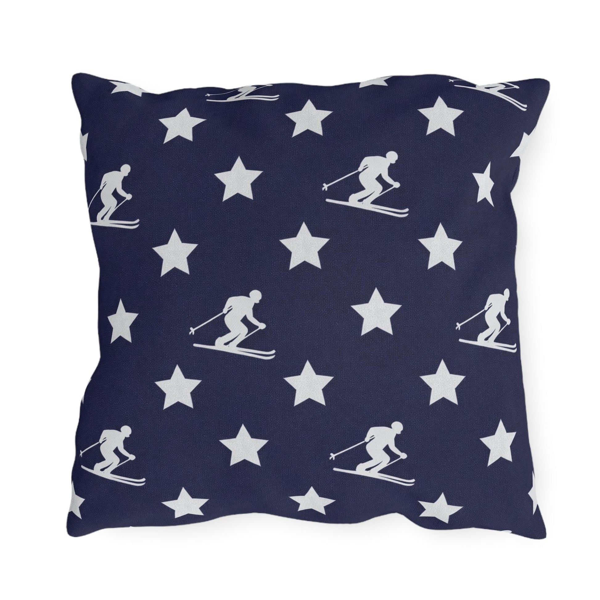 USA Star Skiing pattern Outdoor Pillow | Winter game throw square, USA made