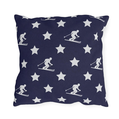 USA Star Skiing pattern Outdoor Pillow | Winter game throw square, USA made
