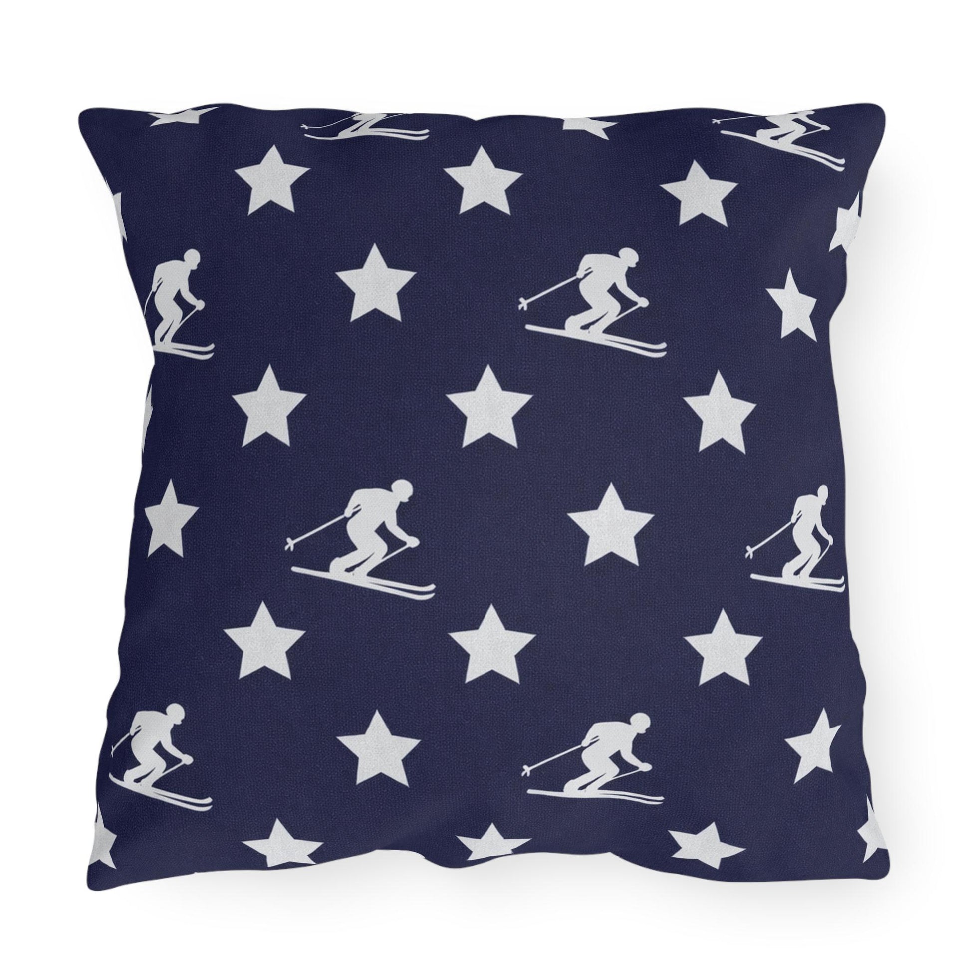 USA Star Skiing pattern Outdoor Pillow | Winter game throw square, USA made