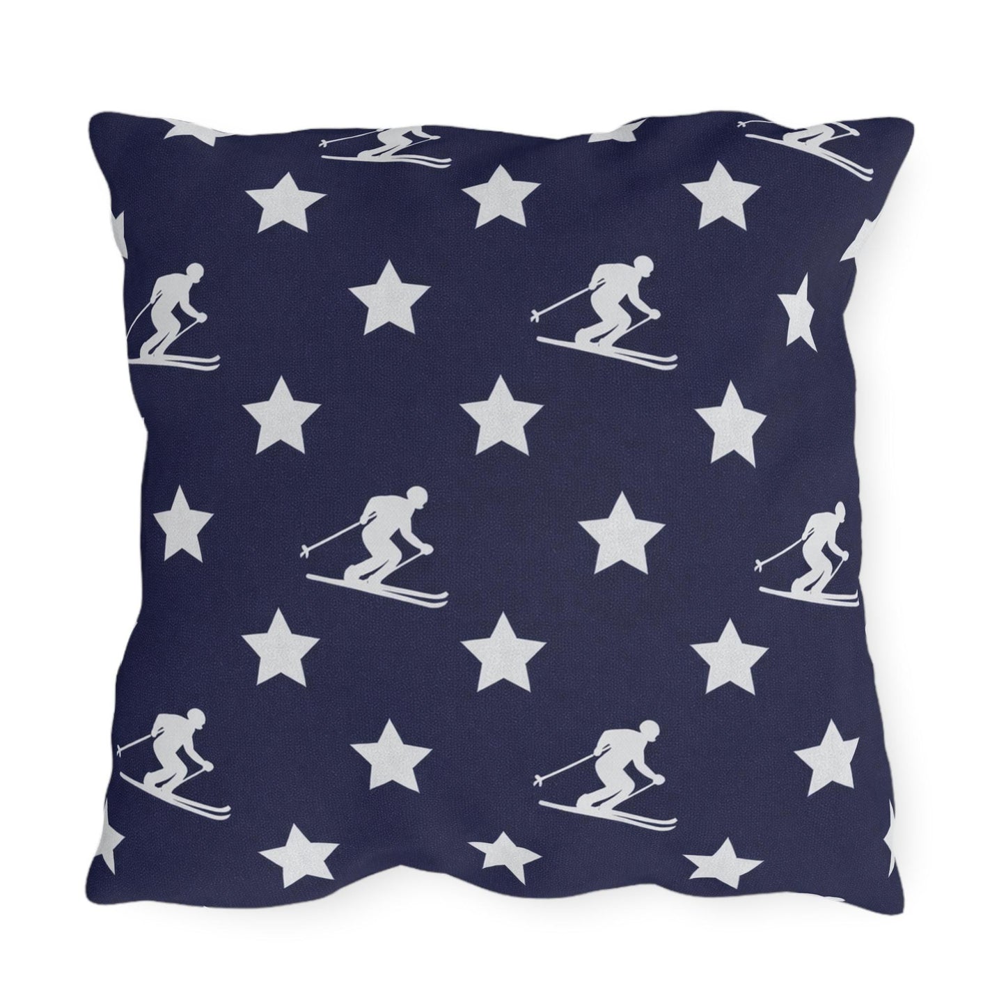 USA Star Skiing pattern Outdoor Pillow | Winter game throw square, USA made