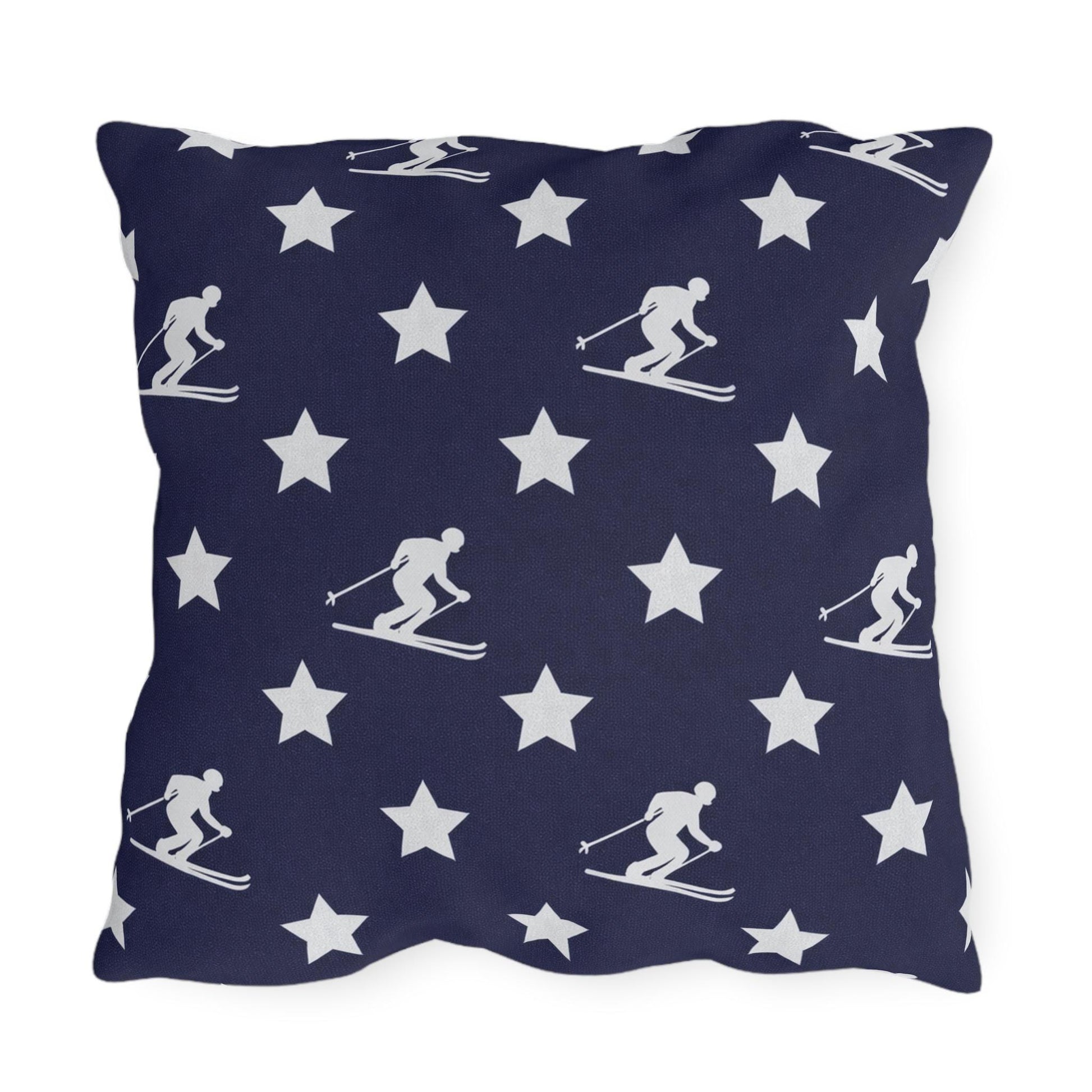 USA Star Skiing pattern Outdoor Pillow | Winter game throw square, USA made