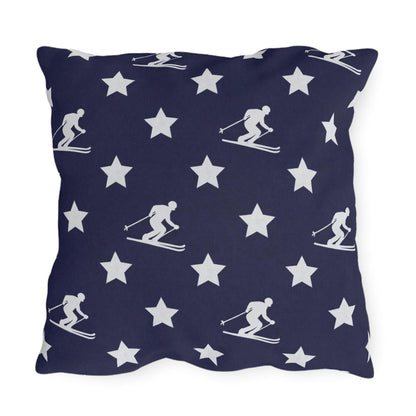 USA Star Skiing pattern Outdoor Pillow | Winter game throw square, USA made