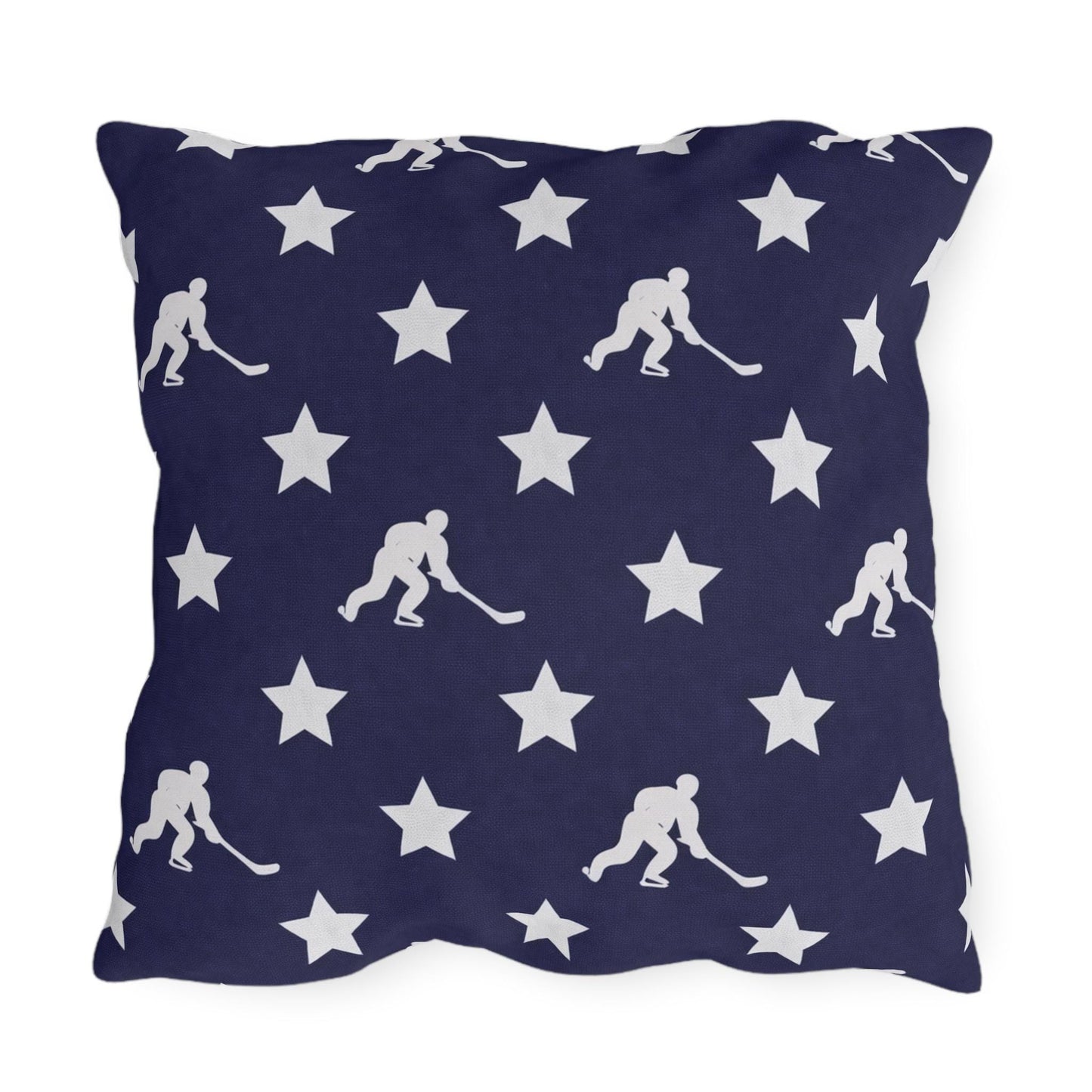 USA Flag Star Hockey Player Outdoor Pillow | Patriotic Sports Throw Pillow