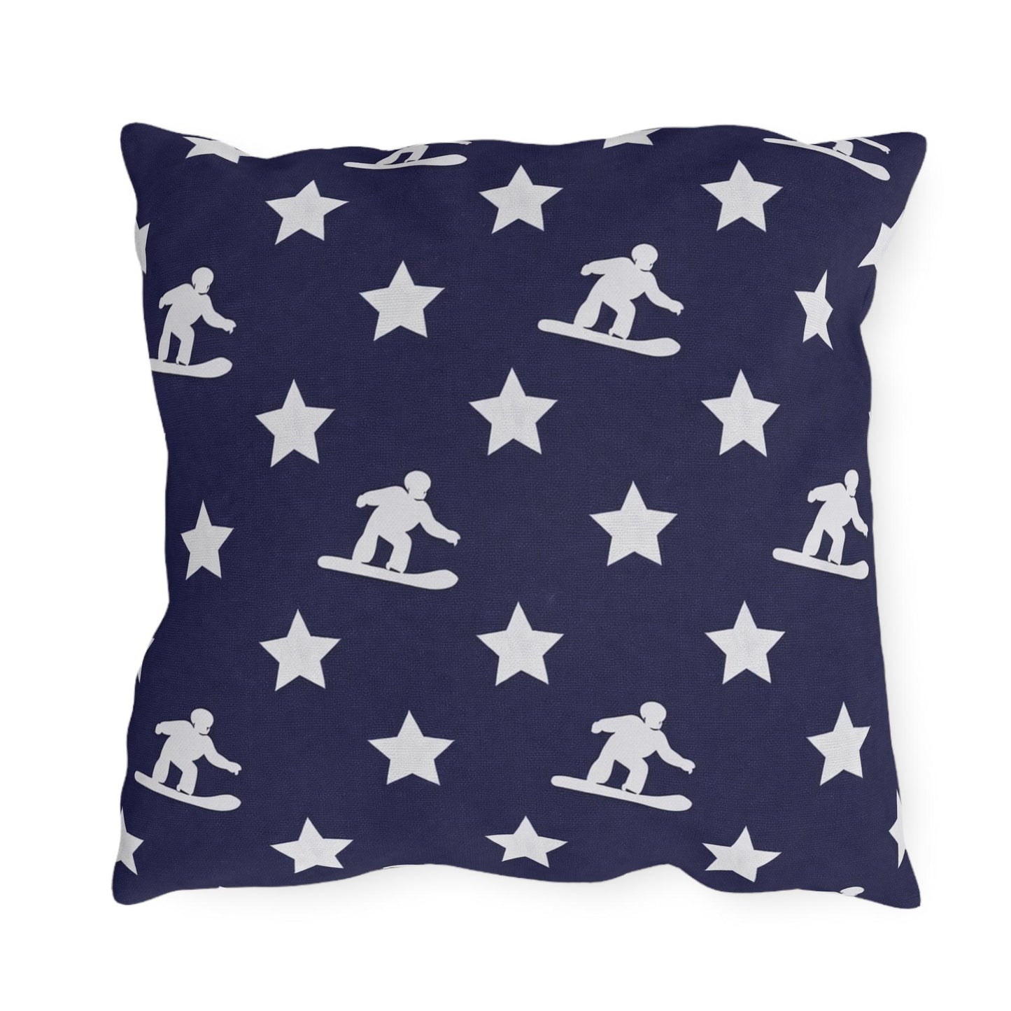 Snowboarding USA Flag Star Pattern Outdoor Pillow | Patriotic Winter Sports Throw
