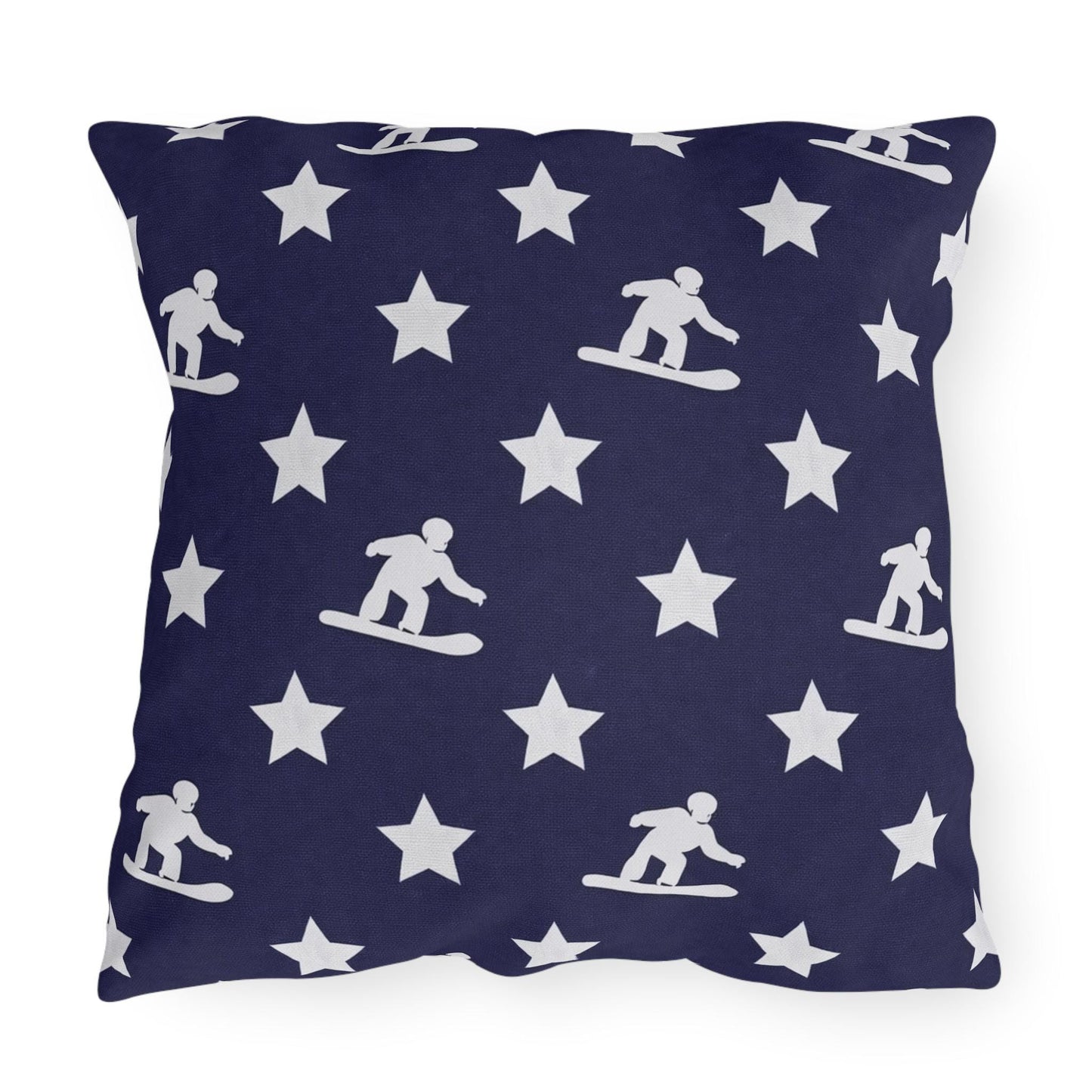 Snowboarding USA Flag Star Pattern Outdoor Pillow | Patriotic Winter Sports Throw