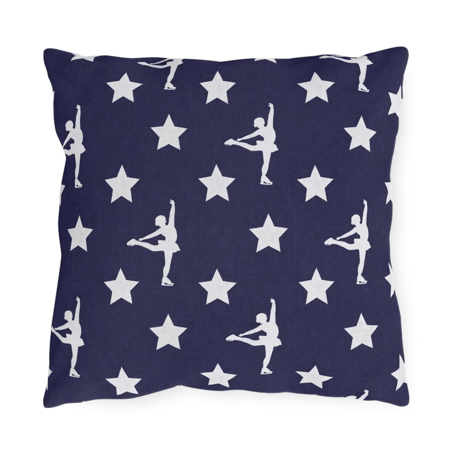 Figure Skating USA Flag Star Pattern Outdoor Pillow | American Decor