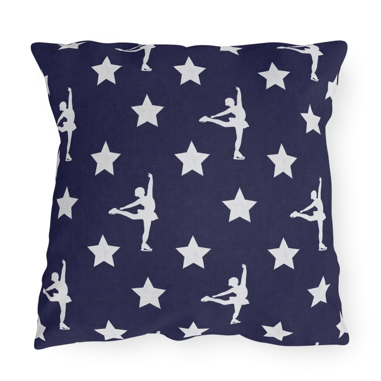 Figure Skating USA Flag Star Pattern Outdoor Pillow | American Decor
