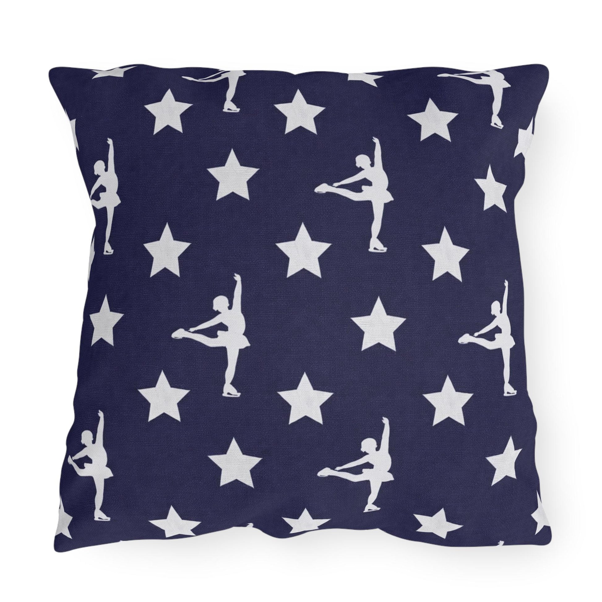 Figure Skating USA Flag Star Pattern Outdoor Pillow | American Decor