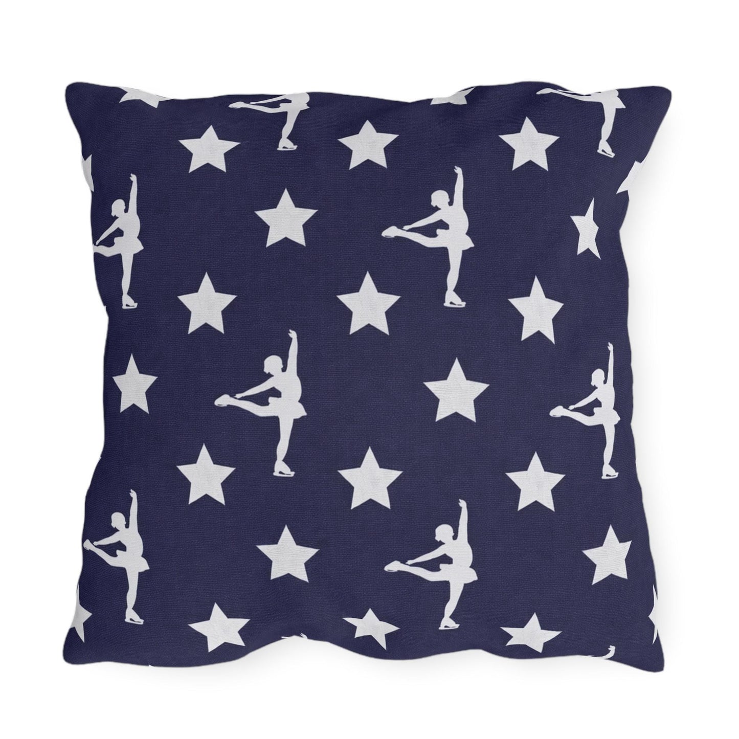 Figure Skating USA Flag Star Pattern Outdoor Pillow | American Decor