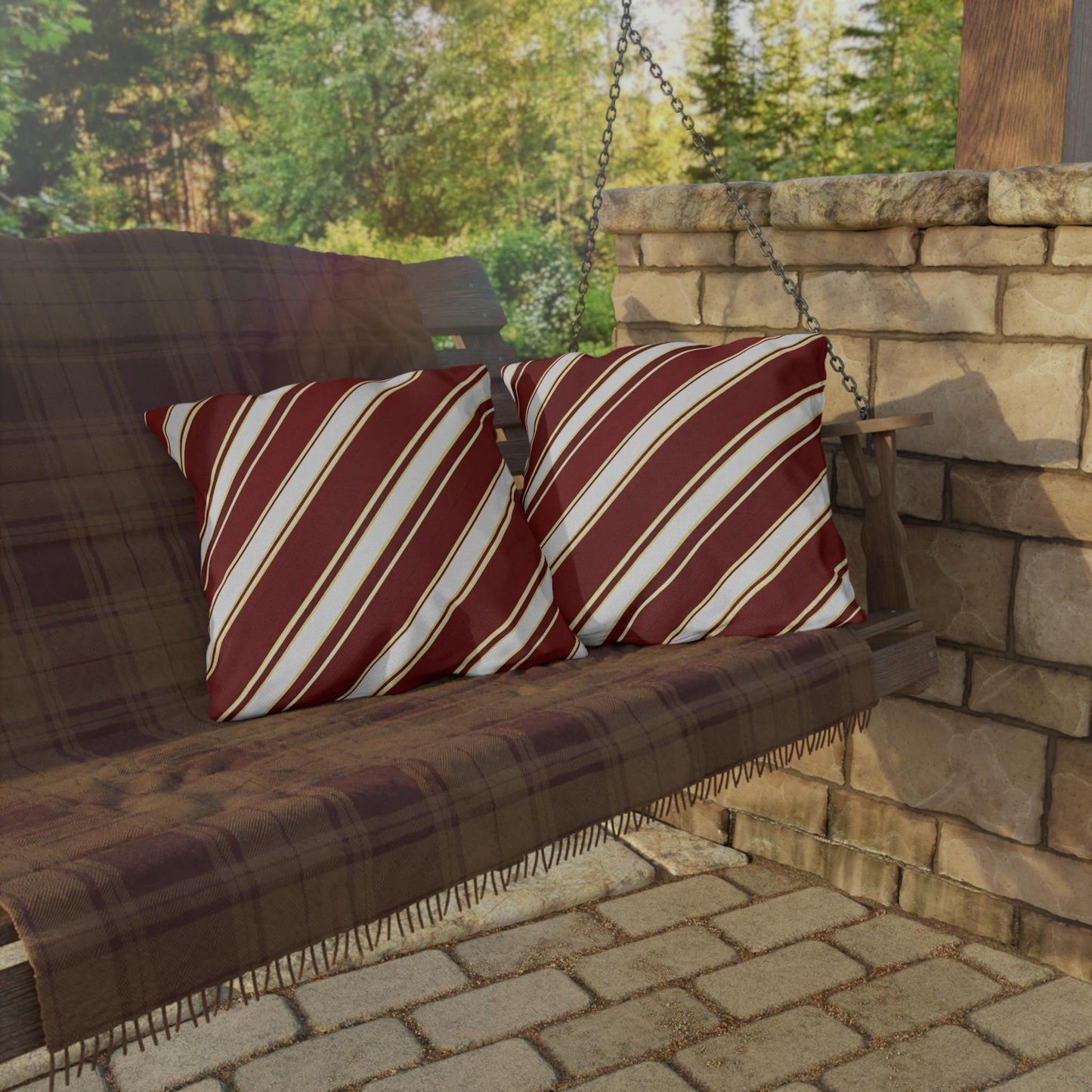 School Team Striped Outdoor Pillow | Team Colors, Sports Pride Throw Pillow