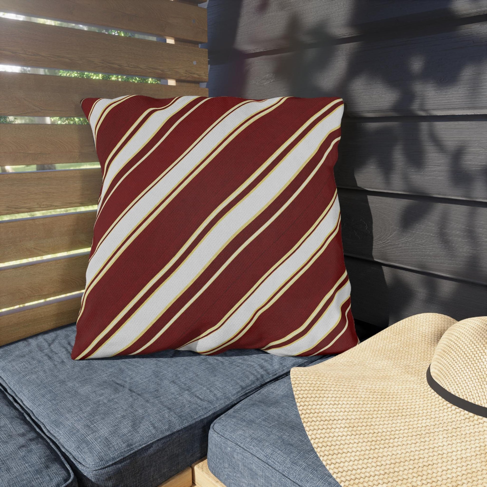 School Team Striped Outdoor Pillow | Team Colors, Sports Pride Throw Pillow