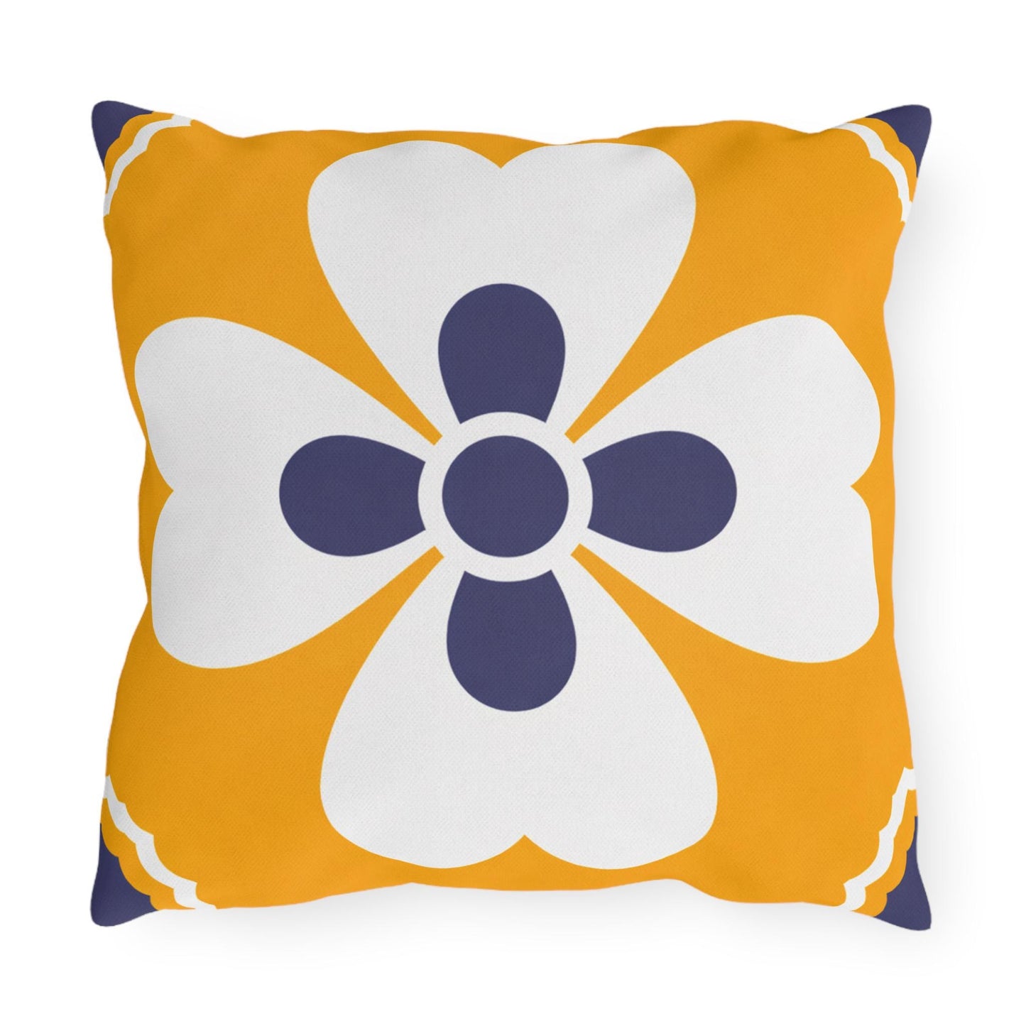 Yellow Mediterranean Tile Outdoor Pillow | Sunflower Geometric Pattern