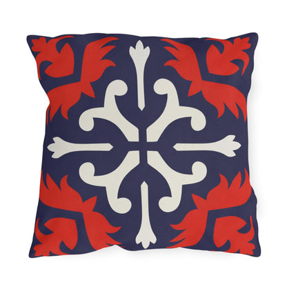 Navy Mediterranean Tile Outdoor Pillow | Sunflower Geometric Pattern