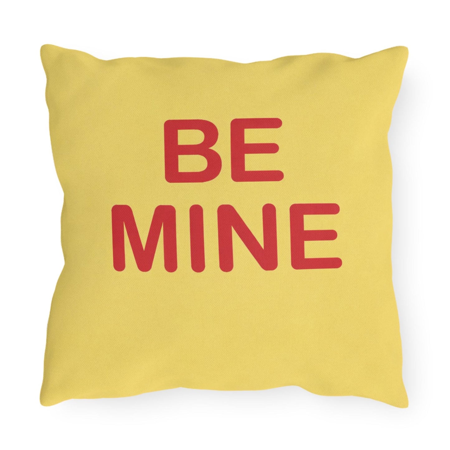 Be Mine Candy Heart Outdoor Pillow | Valentine's Day Square Throw Pillow