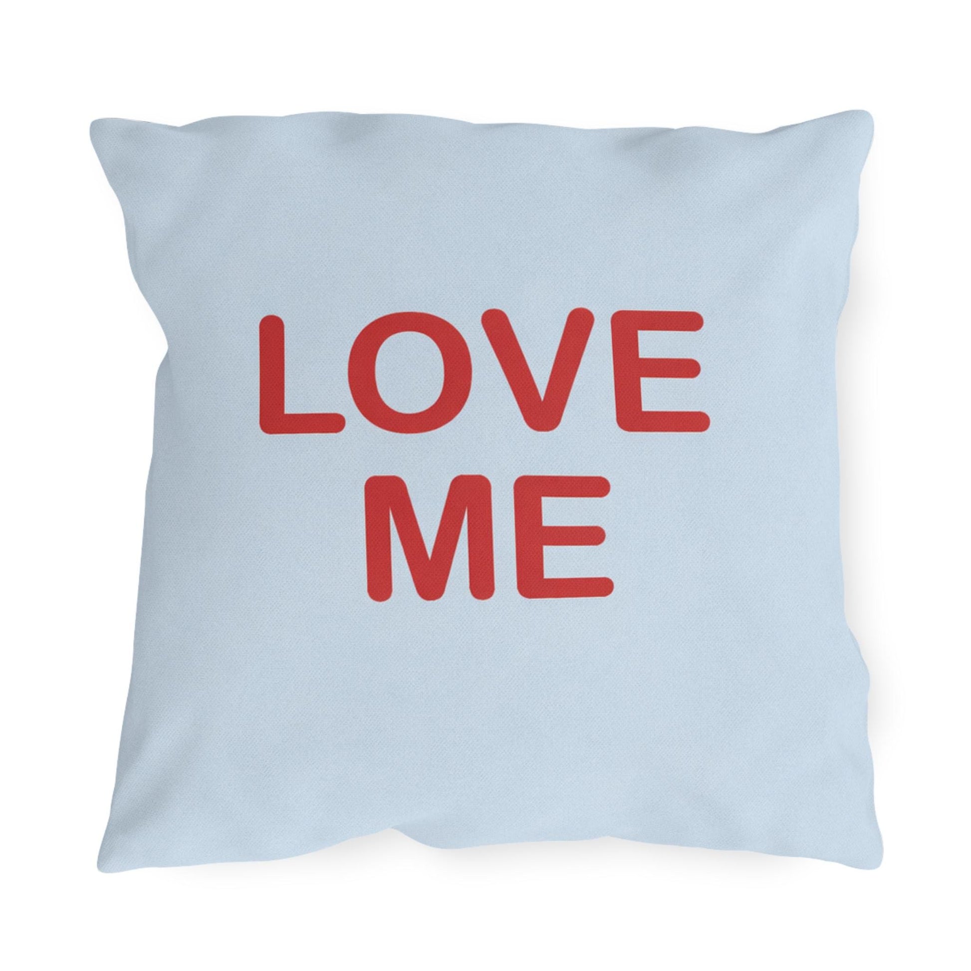 Love Me Candy Heart Outdoor Pillow | Valentine's Day Square Throw Pillow