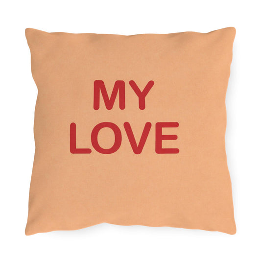 My Love Candy Heart Outdoor Pillow | Valentine's Day Square Throw Pillow