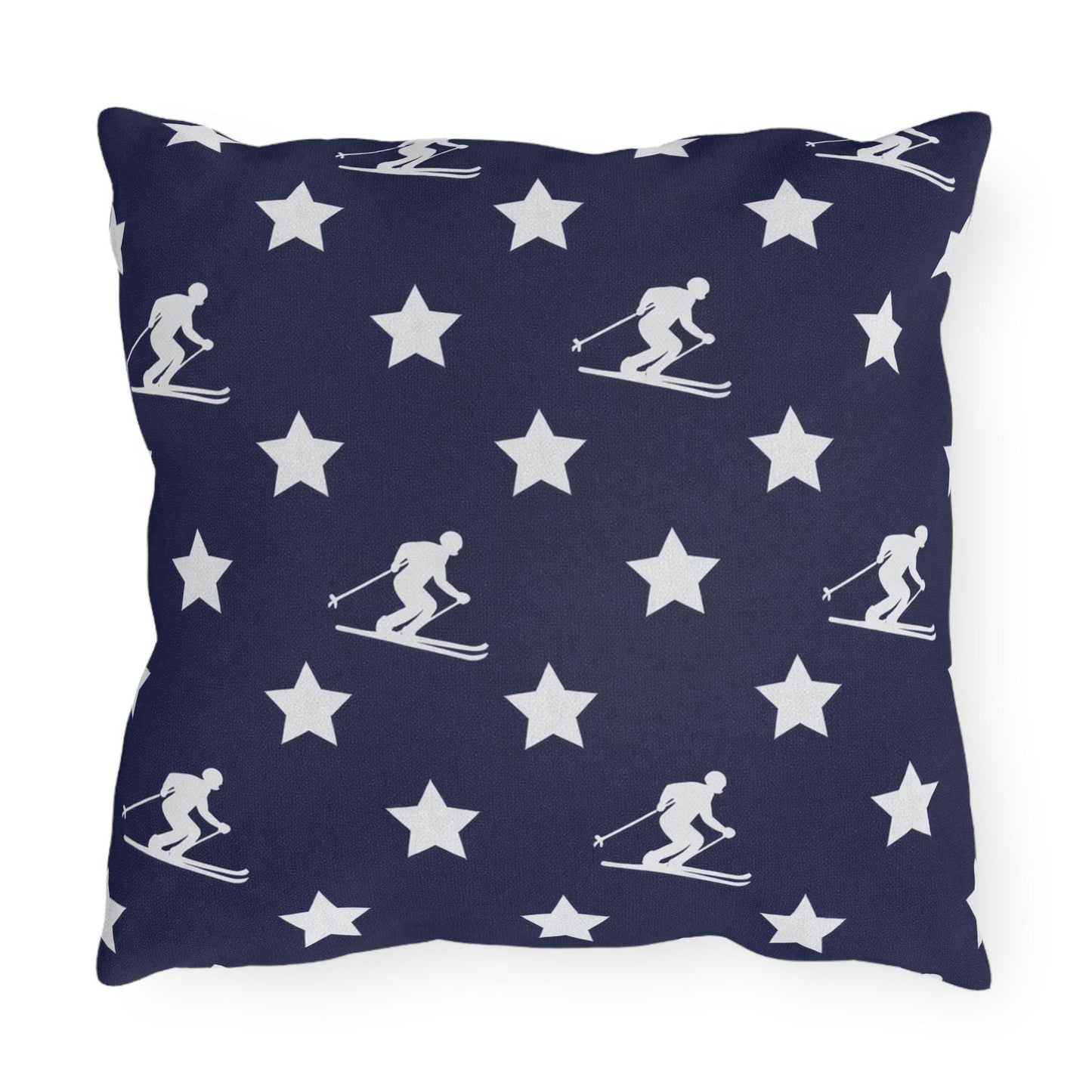 USA Star Skiing pattern Outdoor Pillow | Winter game throw square, USA made